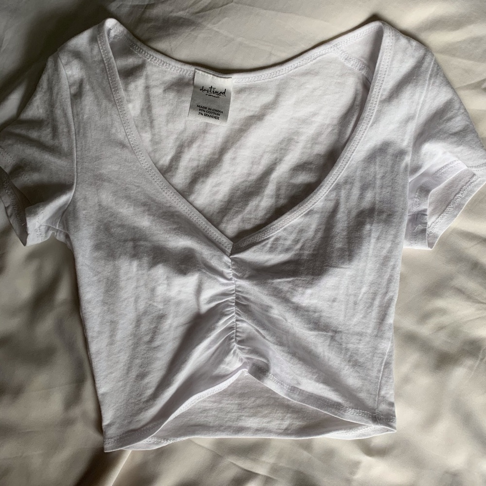 TILLYS Cinched white crop top